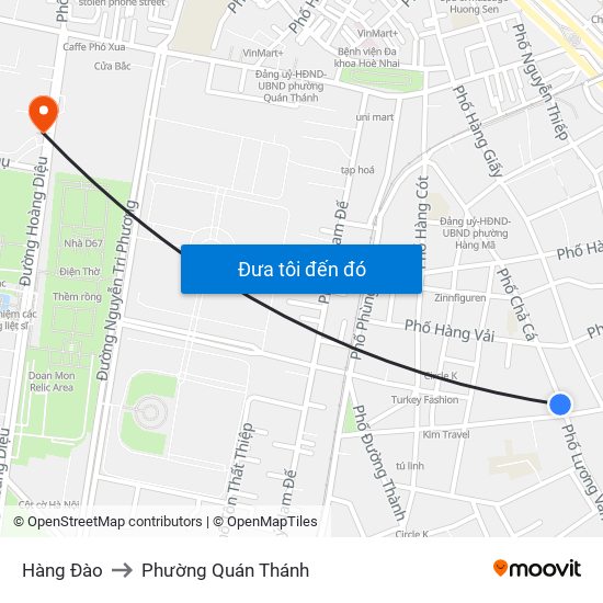 Hàng Đào to Phường Quán Thánh map