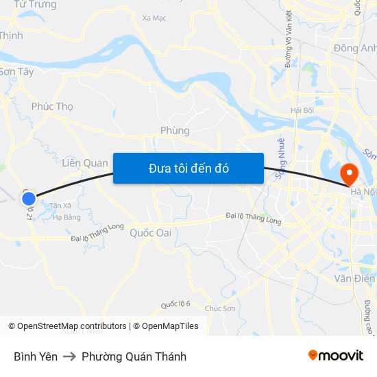 Bình Yên to Phường Quán Thánh map