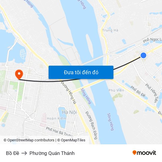 Bồ Đề to Phường Quán Thánh map