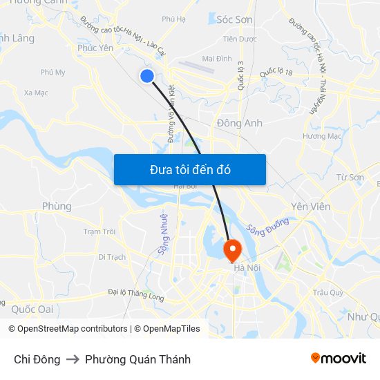 Chi Đông to Phường Quán Thánh map