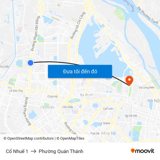 Cổ Nhuế 1 to Phường Quán Thánh map