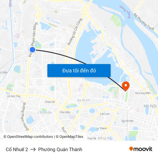 Cổ Nhuế 2 to Phường Quán Thánh map