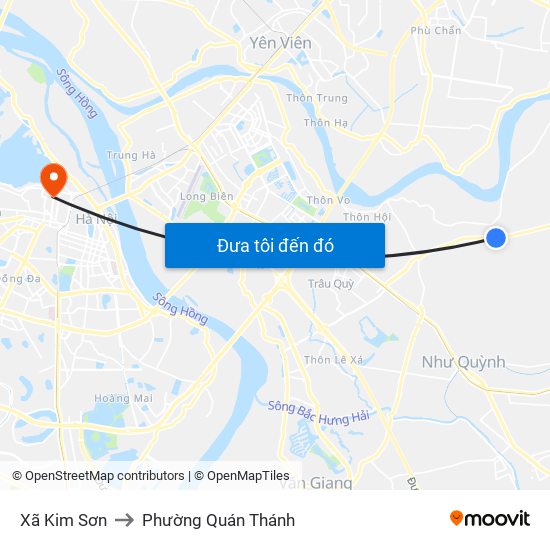 Xã Kim Sơn to Phường Quán Thánh map