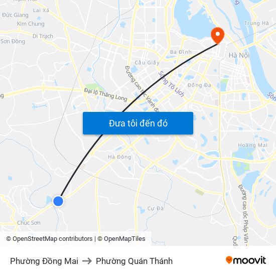 Phường Đồng Mai to Phường Quán Thánh map