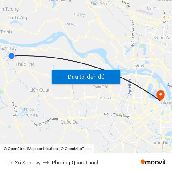 Thị Xã Sơn Tây to Phường Quán Thánh map