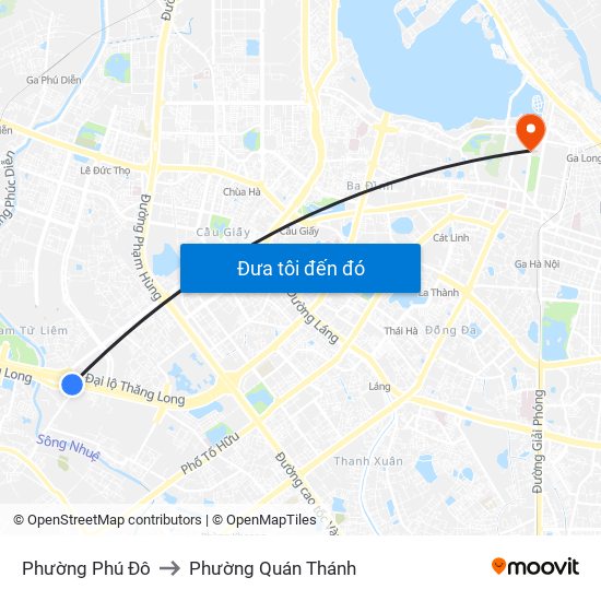 Phường Phú Đô to Phường Quán Thánh map
