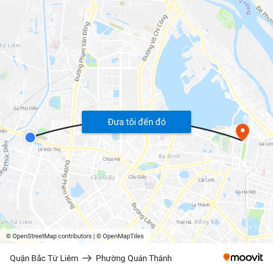 Quận Bắc Từ Liêm to Phường Quán Thánh map