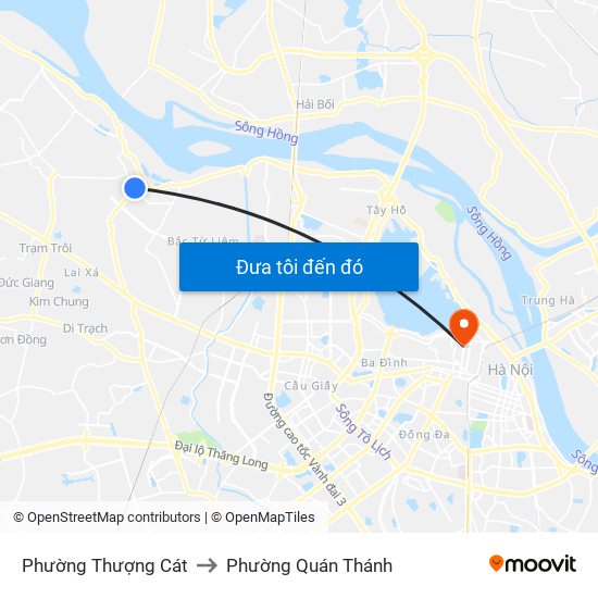 Phường Thượng Cát to Phường Quán Thánh map