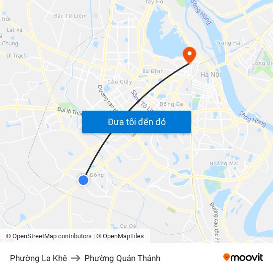 Phường La Khê to Phường Quán Thánh map