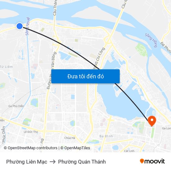 Phường Liên Mạc to Phường Quán Thánh map