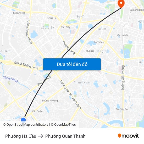 Phường Hà Cầu to Phường Quán Thánh map