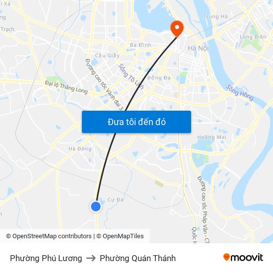 Phường Phú Lương to Phường Quán Thánh map