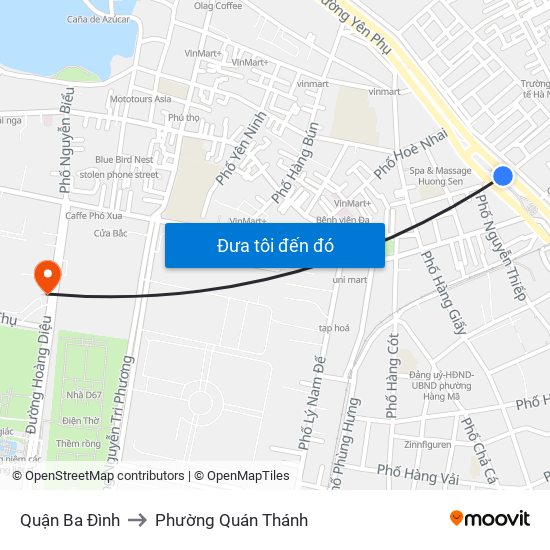 Quận Ba Đình to Phường Quán Thánh map