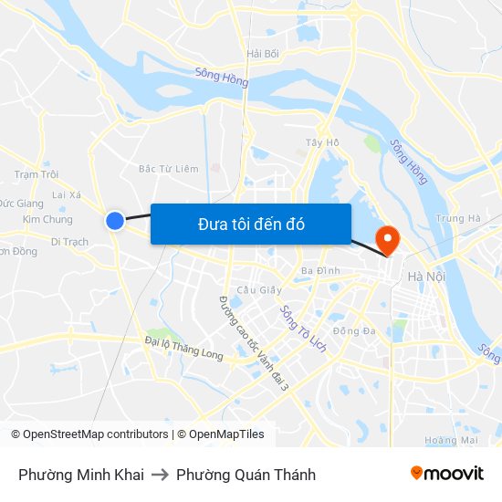 Phường Minh Khai to Phường Quán Thánh map