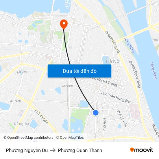 Phường Nguyễn Du to Phường Quán Thánh map