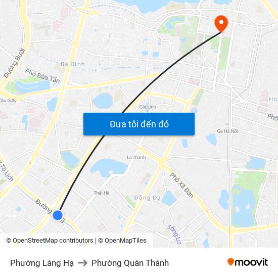 Phường Láng Hạ to Phường Quán Thánh map