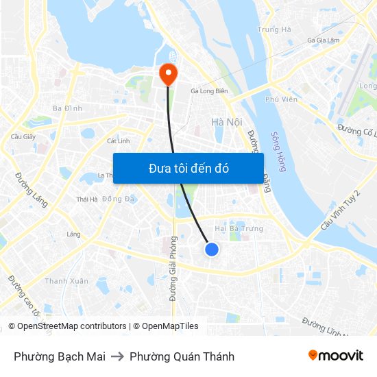 Phường Bạch Mai to Phường Quán Thánh map