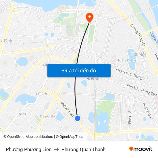 Phường Phương Liên to Phường Quán Thánh map