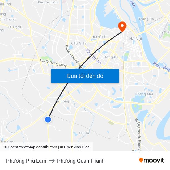 Phường Phú Lãm to Phường Quán Thánh map