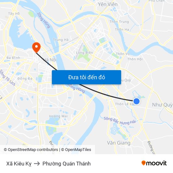 Xã Kiêu Kỵ to Phường Quán Thánh map