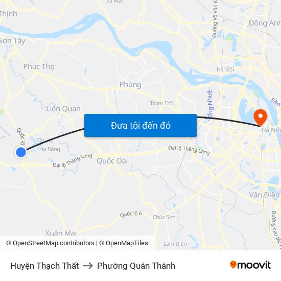 Huyện Thạch Thất to Phường Quán Thánh map