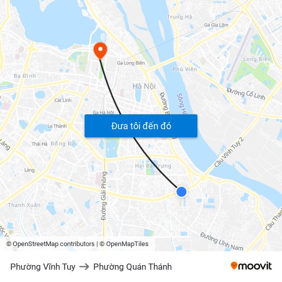 Phường Vĩnh Tuy to Phường Quán Thánh map