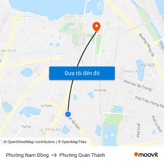 Phường Nam Đồng to Phường Quán Thánh map