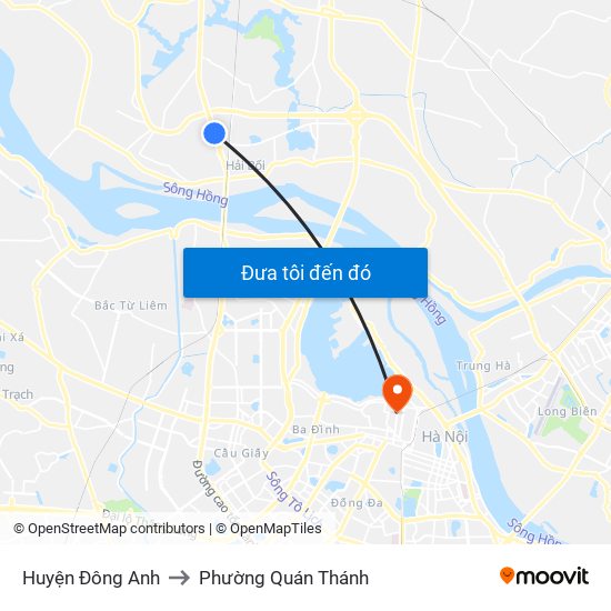 Huyện Đông Anh to Phường Quán Thánh map