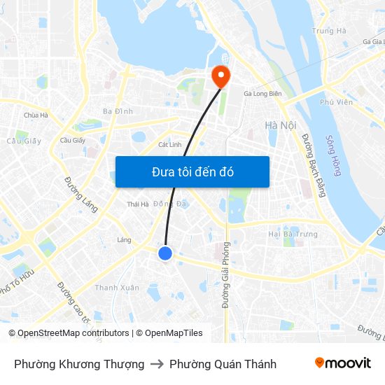 Phường Khương Thượng to Phường Quán Thánh map