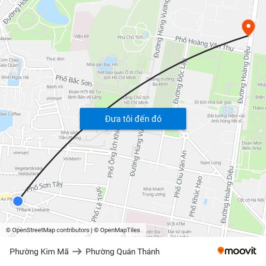 Phường Kim Mã to Phường Quán Thánh map