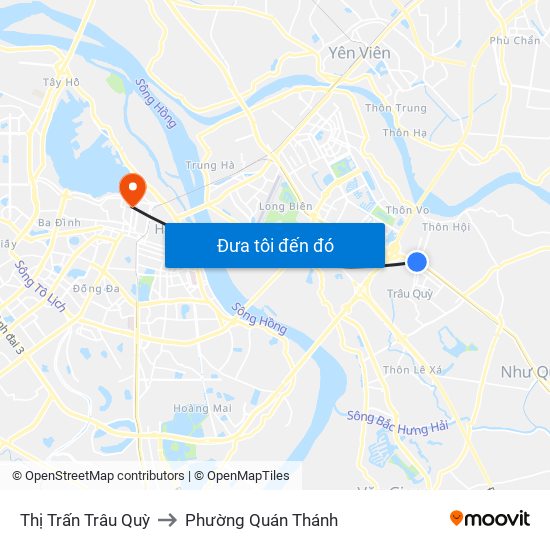 Thị Trấn Trâu Quỳ to Phường Quán Thánh map