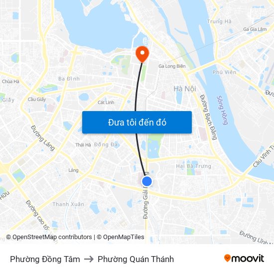 Phường Đồng Tâm to Phường Quán Thánh map