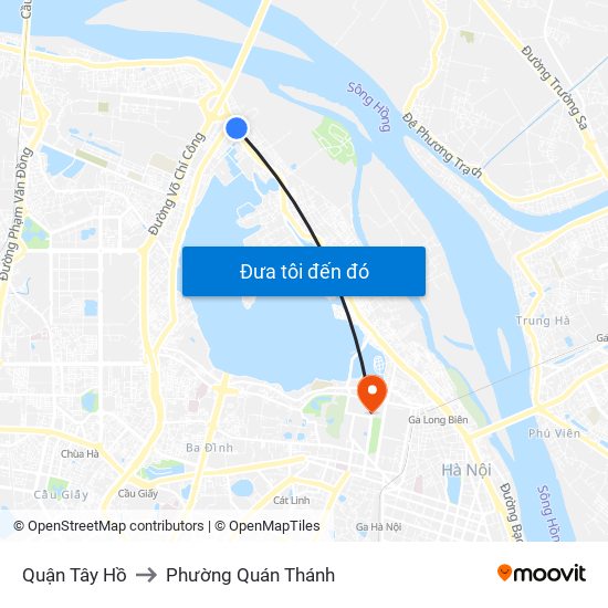 Quận Tây Hồ to Phường Quán Thánh map