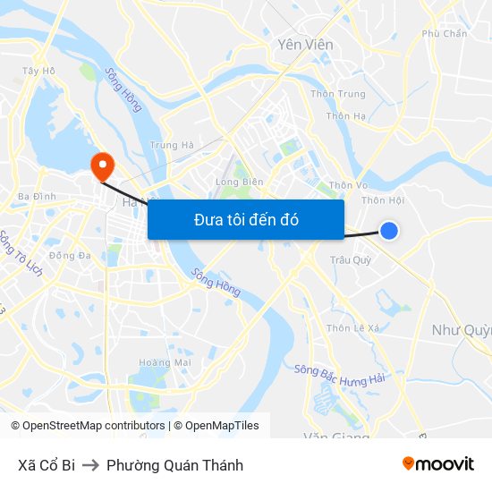 Xã Cổ Bi to Phường Quán Thánh map