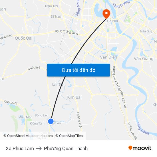 Xã Phúc Lâm to Phường Quán Thánh map