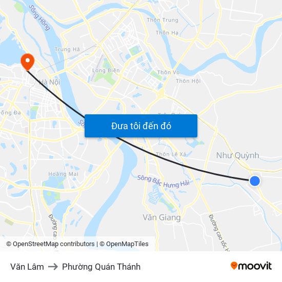 Văn Lâm to Phường Quán Thánh map