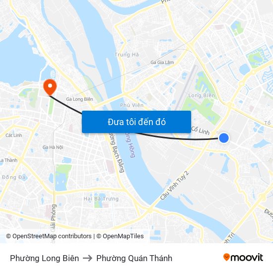 Phường Long Biên to Phường Quán Thánh map