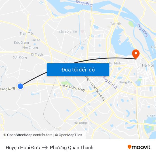 Huyện Hoài Đức to Phường Quán Thánh map