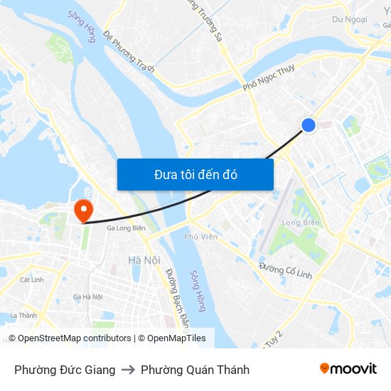 Phường Đức Giang to Phường Quán Thánh map