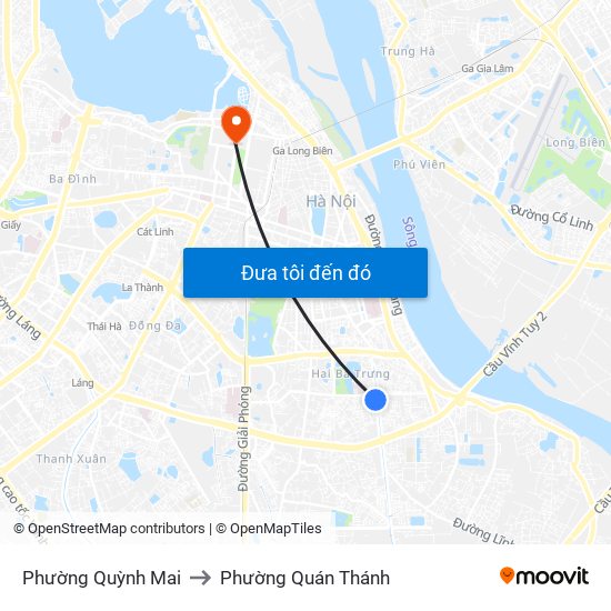 Phường Quỳnh Mai to Phường Quán Thánh map