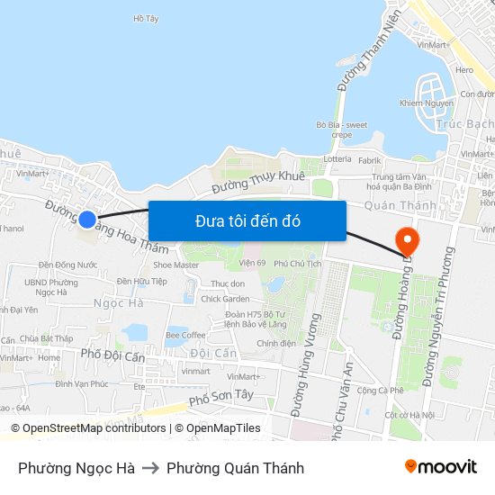 Phường Ngọc Hà to Phường Quán Thánh map