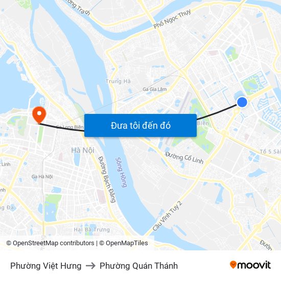 Phường Việt Hưng to Phường Quán Thánh map