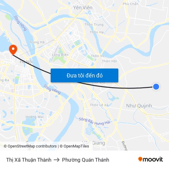 Thị Xã Thuận Thành to Phường Quán Thánh map