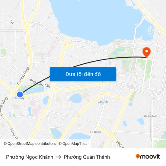 Phường Ngọc Khánh to Phường Quán Thánh map