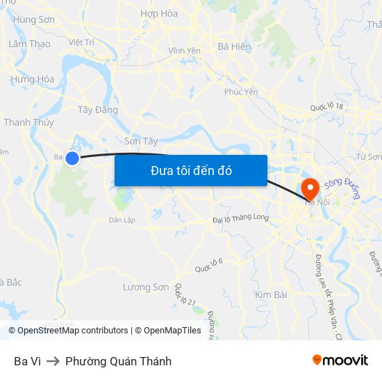 Ba Vì to Phường Quán Thánh map