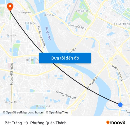 Bát Tràng to Phường Quán Thánh map