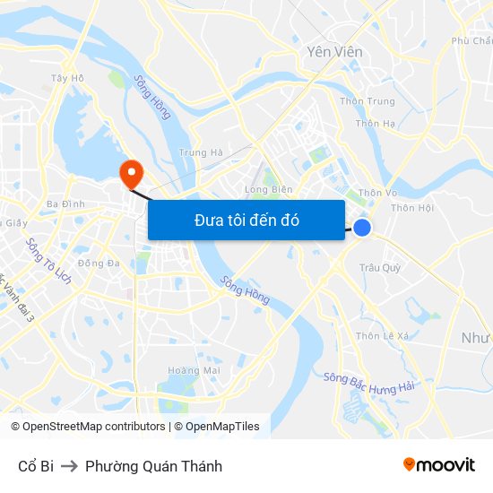 Cổ Bi to Phường Quán Thánh map