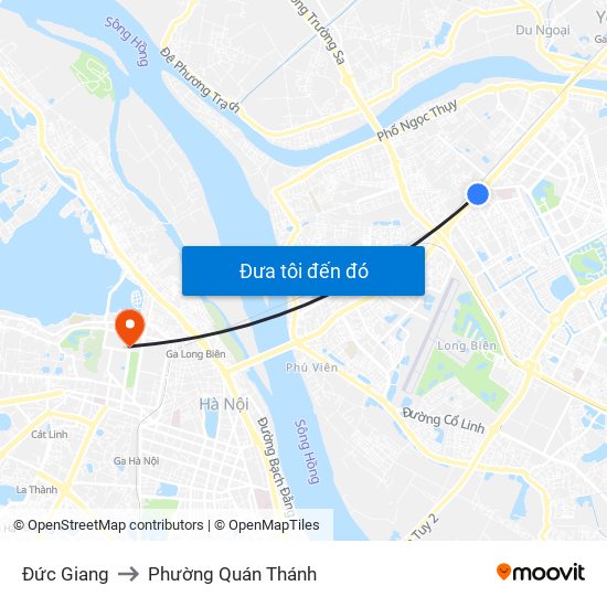 Đức Giang to Phường Quán Thánh map