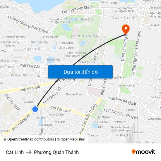 Cát Linh to Phường Quán Thánh map