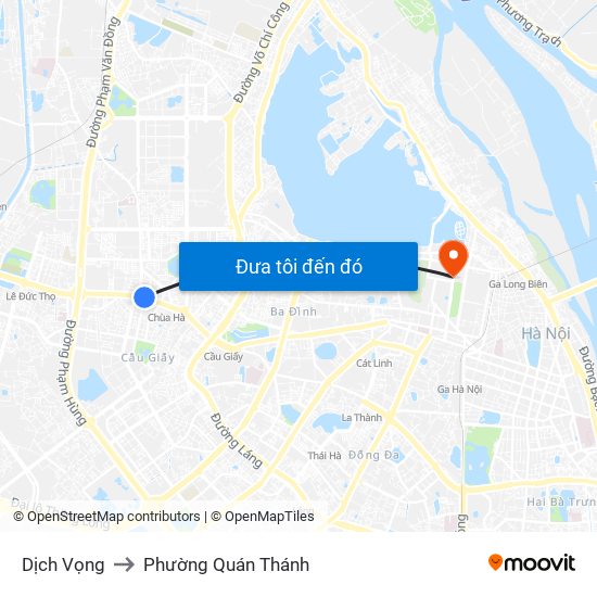 Dịch Vọng to Phường Quán Thánh map